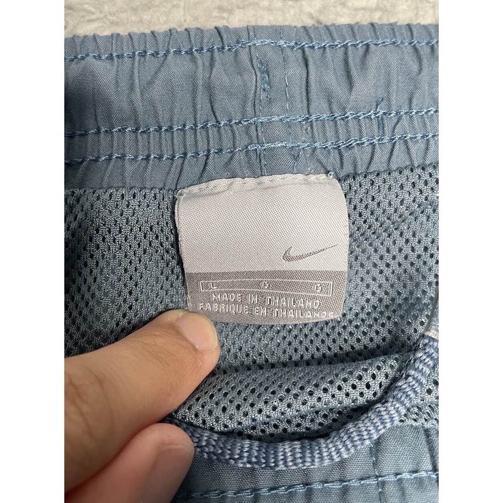 Vintage Y2K Nike Cargo Swimming Trunk Shorts Mens Large Light Blue Corner Swoosh - Picture 3 of 10